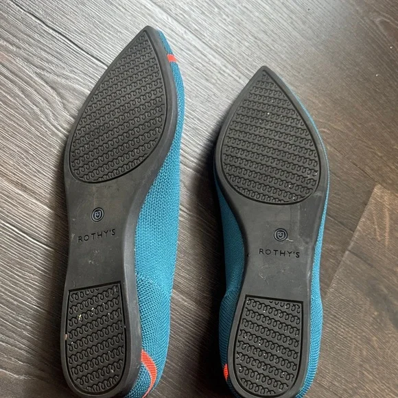 Retired Rothy's Women's Blue and Neon Orange Flats size 8.5 The Point - Picture 2 of 5